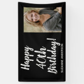 カスタム写真40thマイルストーンブラック誕生日 横断幕 (縦)