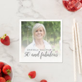 カスタム写真50と素晴らしい誕生日パーティー スタンダードカクテルナプキン (インサイチュ)