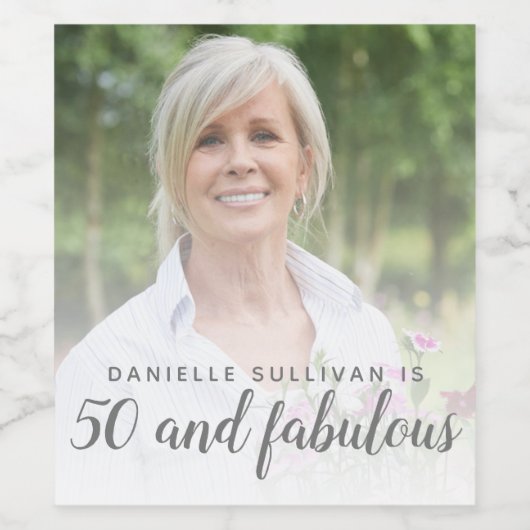 カスタム写真50と素晴らしい誕生日パーティー ワインラベル (シングルラベル)