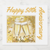 カスタム写真50周年結婚パーティー スパークリングワインラベル (シングルラベル)