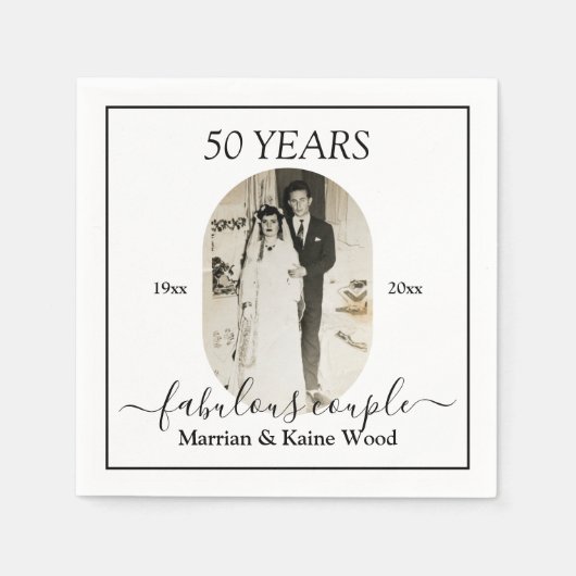 カスタム写真50周年記念結婚誕生日 スタンダードカクテルナプキン (正面)