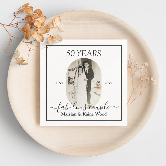 カスタム写真50周年記念結婚誕生日 スタンダードカクテルナプキン