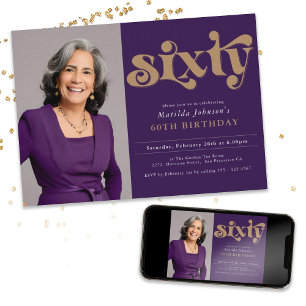 カスタム写真60th Birthday Partyへの招待 招待状