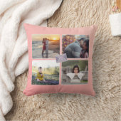 カスタム写真8/ピンクパープルラブハート封筒 クッション (ブランケット)