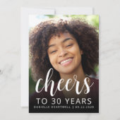 カスタム写真 お祝い ダスティーブルー 30歳の誕生日パーティー 招待状 (正面)