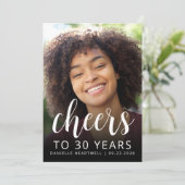 カスタム写真 お祝い ダスティーブルー 30歳の誕生日パーティー 招待状 (スタンド正面)