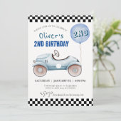 カスタム写真、すべての年齢、車のテーマ男の子の誕生日 招待状 (スタンド正面)