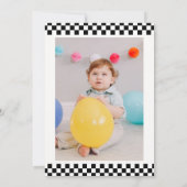 カスタム写真、すべての年齢、車のテーマ男の子の誕生日 招待状 (裏面)