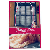 カスタム写真 ウェディング ピンク ミディアムペーパーバッグ (正面)