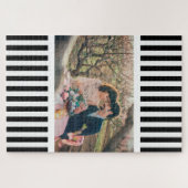 カスタム写真/エレガント白黒ストライプ ジグソーパズル (横)