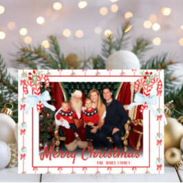 カスタム写真、キャンディーケーン水彩画 シーズンカード