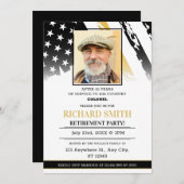 カスタム写真 |ゴールデンライン軍隊退職 招待状 (正面/裏面)