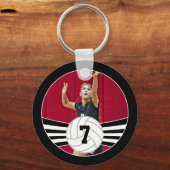 カスタム写真&ジャージー番号バレーボールキーチェーン キーホルダー (正面)
