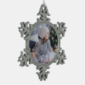 カスタム写真 スノーフレークピューターオーナメント (左)