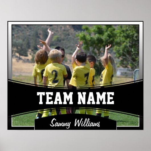 カスタム写真、チーム名、およびプレイヤー名Sports Pos ポスター (正面)