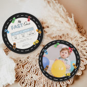 カスタム写真、ファーストワンレースカーボーイ1歳の誕生日 招待状