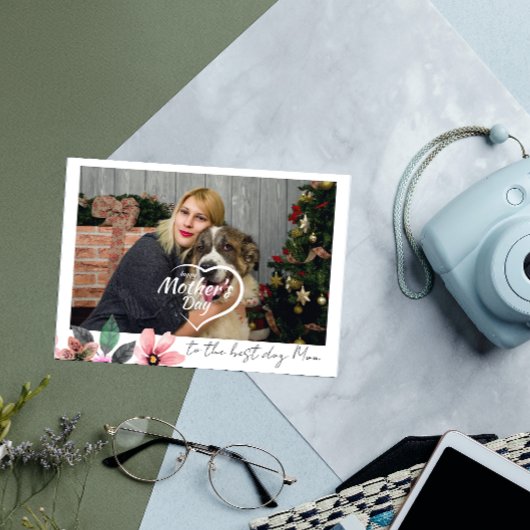 カスタム写真 フラワーハッピー マザーズデー ベストドッグママ シーズンカード