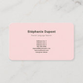 カスタム写真 – フランスの先生ピンク 名刺 (裏面)