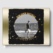 カスタム写真 | ブラック金ゴールドスターズ卒業パーティー ゲストブック (正面)