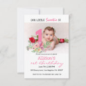 カスタム写真 |ベビーの最初の誕生日パーティー 招待状 (正面)