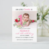 カスタム写真 |ベビーの最初の誕生日パーティー 招待状 (スタンド正面)