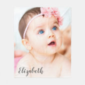 カスタム写真 |ベビーファミリ名 フリースブランケット (正面)