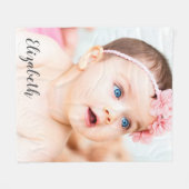 カスタム写真 |ベビーファミリ名 フリースブランケット (正面(横))