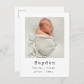 カスタム写真 |ミニマルベビー発表引用文 案内ポストカード (正面/裏面)