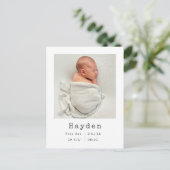 カスタム写真 |ミニマルベビー発表引用文 案内ポストカード (スタンド正面)
