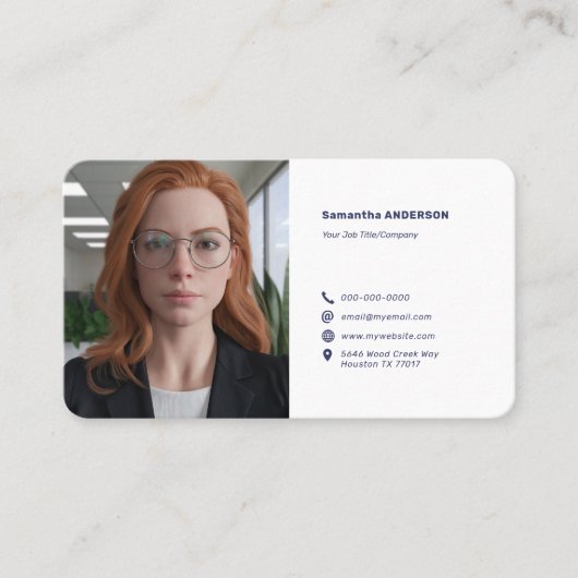 カスタム写真 – ミニマル青 名刺 (正面)