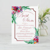 カスタム写真 |メタリックコーラルピンクブライダルシャワー 招待状 (スタンド正面)