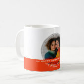 カスタム写真&メッセージ白&オレンジC101メモリ コーヒーマグカップ (正面左)