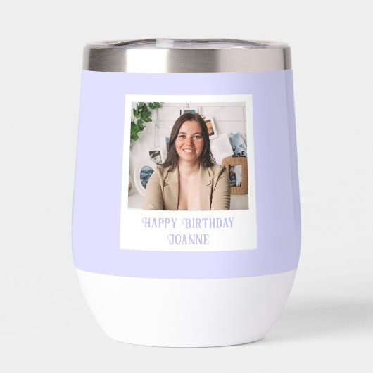 カスタム写真、任意の年齢の誕生日フローラ紫 (背面)