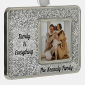 カスタム写真、名前と引用文シルバーグリッター シルバープレートフレームオーナメント (右)