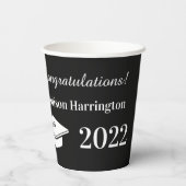 カスタム写真、名前、年と色の卒業 紙コップ (裏面)