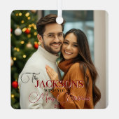 カスタム写真、名前、文字 メタルオーナメント (裏面)