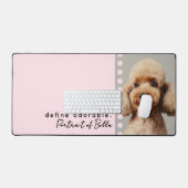 カスタム写真 名前 面白い犬の引用 パステルピンク デスクマット (キーボード&マウス)