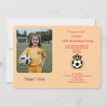 カスタム写真 女子サッカー 誕生日パーティー招待状