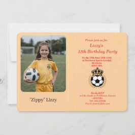 カスタム写真 女子サッカー 誕生日パーティー招待状 シーズンカード