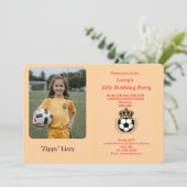 カスタム写真 女子サッカー 誕生日パーティー招待状 シーズンカード (スタンド正面)
