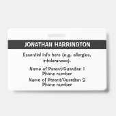 カスタム写真&文字キッズIDバッジ バッジ (裏面)