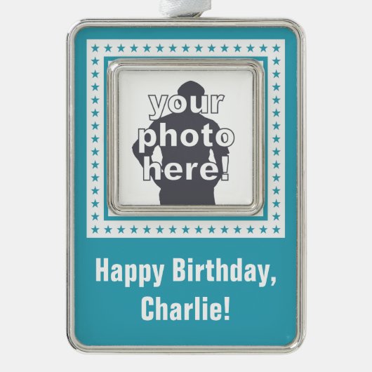 カスタム写真、文字、カラーオーナメント シルバープレートフレームオーナメント (正面)