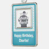 カスタム写真、文字、カラーオーナメント シルバープレートフレームオーナメント (左)