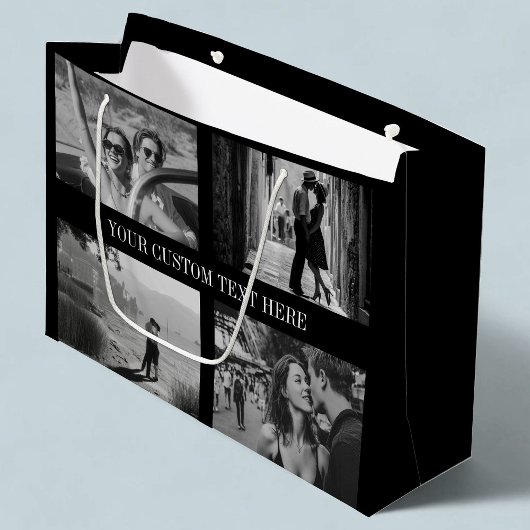 カスタム写真、文字、カラー結婚の卒業 ラージペーパーバッグ