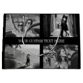 カスタム写真、文字、カラー結婚の卒業 ラージペーパーバッグ (正面)