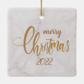 カスタム写真、文字&カラー、メリークリスマス セラミックオーナメント (裏面)