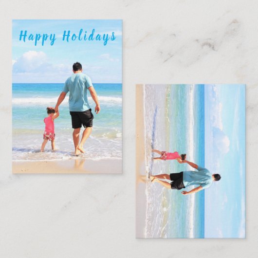 カスタム写真&文字 – ハッピーホリデー – 最高のパパ ノートカード (正面/裏面)