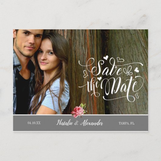 カスタム写真 |日付の保存 案内ポストカード (正面)