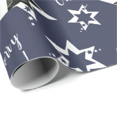 カスタム写真 星型 メリークリスマス パープル ラッピングペーパー (ロールコーナー)