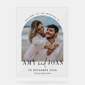 カスタム写真、書道のミニマル結婚歓迎 アクリルサイン (正面)